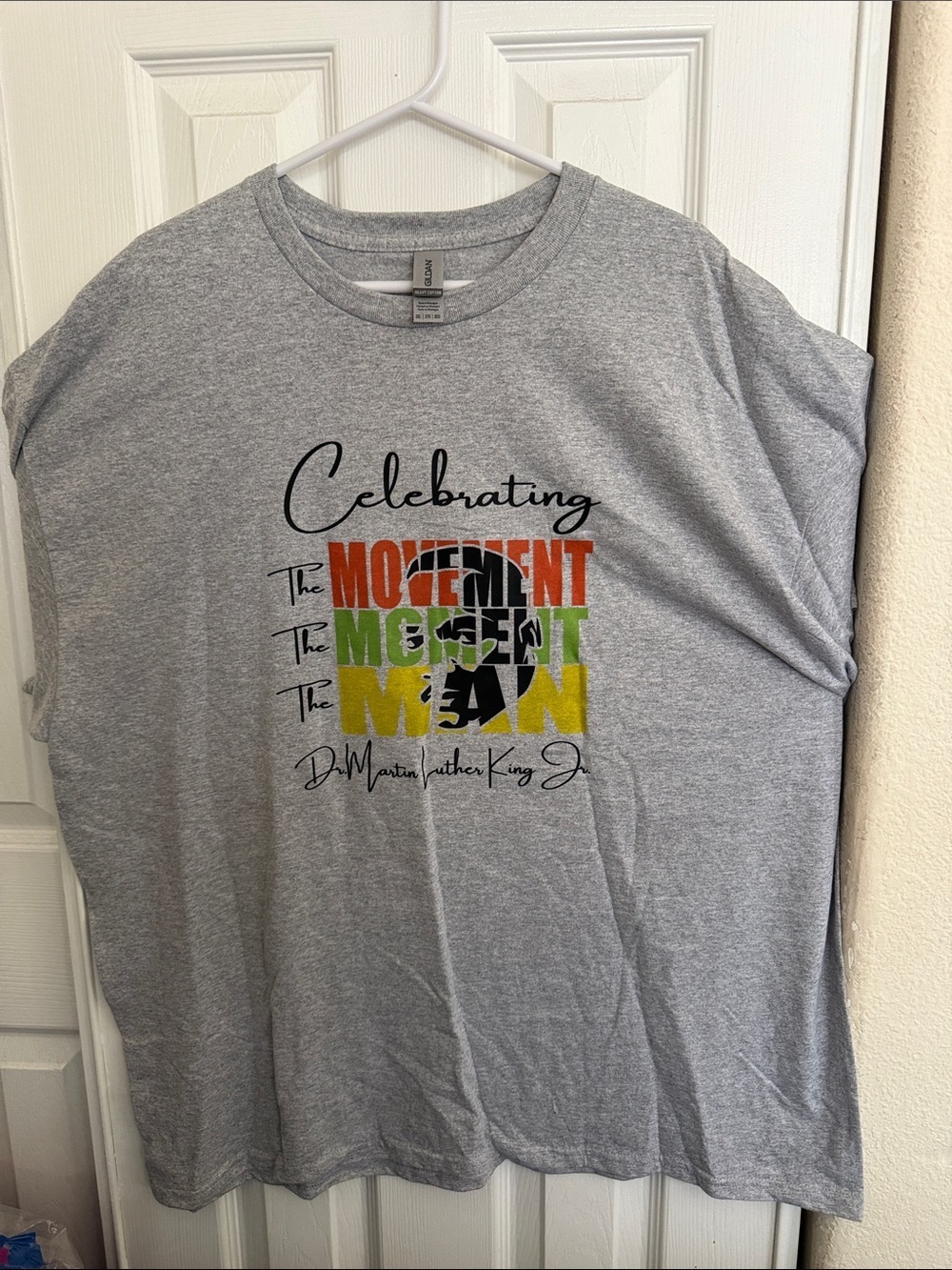 MLK Gildan Gray Short-Sleeve Tee with Red, Green & Yellow Graphic - Picture 5 of 8
